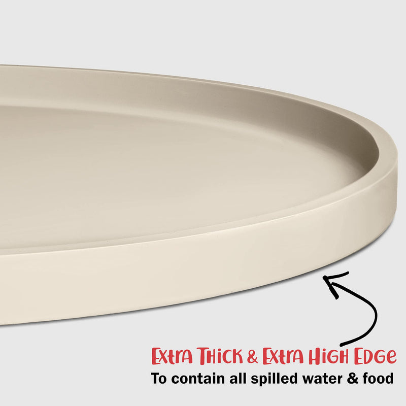 DogBuddy Dog Food Mat - Waterproof Dog Bowl Mat, Silicone Dog Mat for Food and Water, Pet Food Mat with Edges, Nonslip Dog Feeding Mat, Dog Food Mats for Floors – Puppy Supplies 19x11 Inch (Pack of 1) White Sand - BeesActive Australia