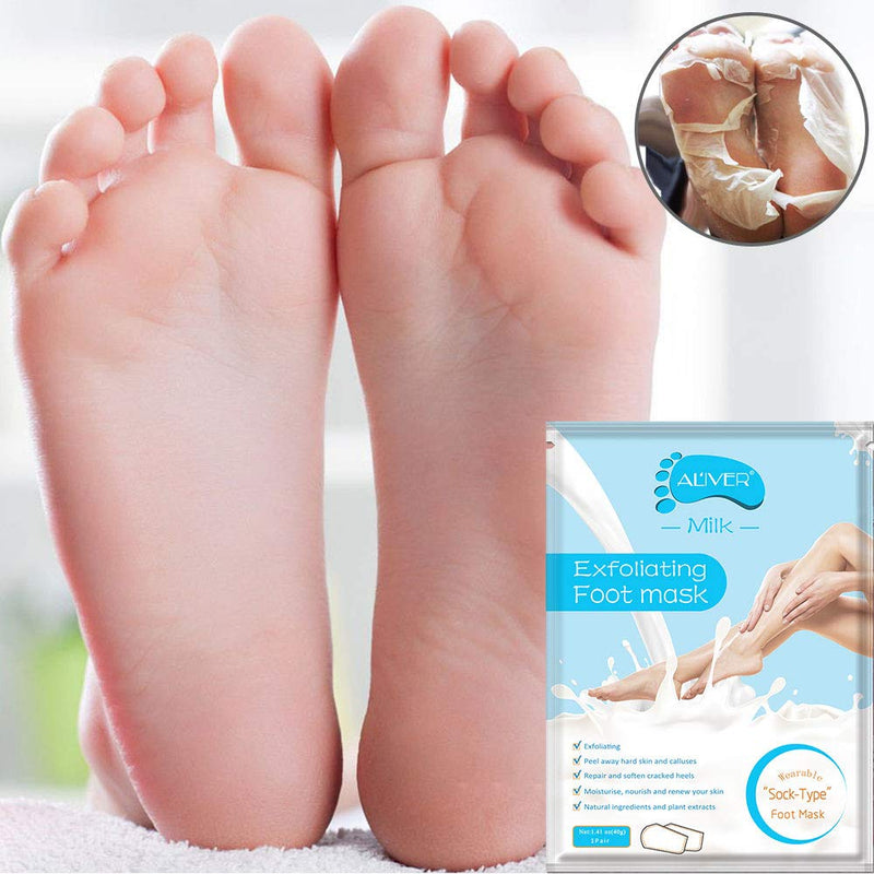 Exfoliating Foot Mask-3 Pack, Milk Foot Peel Mask for Dead Skin, Callus and Cracked Heels, Foot Booties Remove Dry Skin Cells, Makes Feet Soft and Smooth, Nature Peeling Treatment for Men and Women - BeesActive Australia