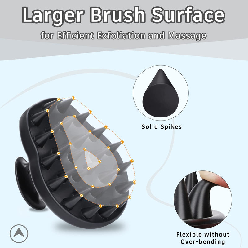 FREATECH 100% Silicone Hair Scalp Massager Shampoo Brush for Scalp Care and Hair Growth, Waterproof Shower Hair Scrubber Scalp Exfoliator for Dandruff and Buildup, Sturdy and Hygienic, Black - BeesActive Australia