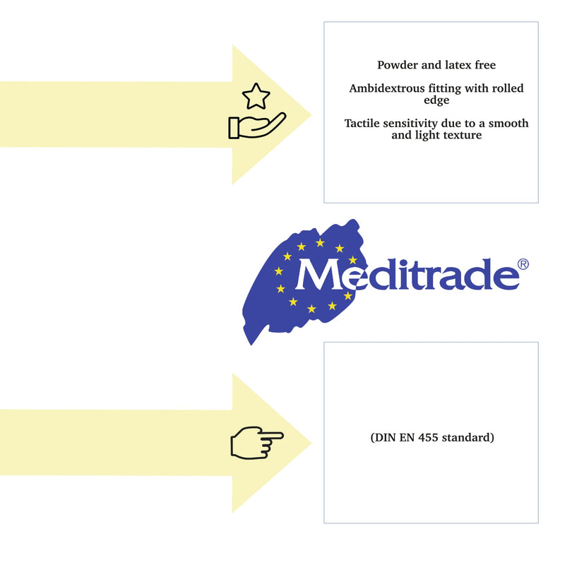 Meditrade | Vinyl 2000 PF, Vinyl Examinaiton Gloves, X-Large, N/S, P/F, Clear, x100 XL - BeesActive Australia