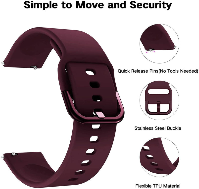 ViCRiOR Bands Compatible with Garmin Vivomove HR, Quick Release Soft Silicone Fadeless Pattern Printed Floral Replacement Band for Garmin Vivomove HR Sport/Premium 3 Pack (Leopard + Pink + Wine) - BeesActive Australia