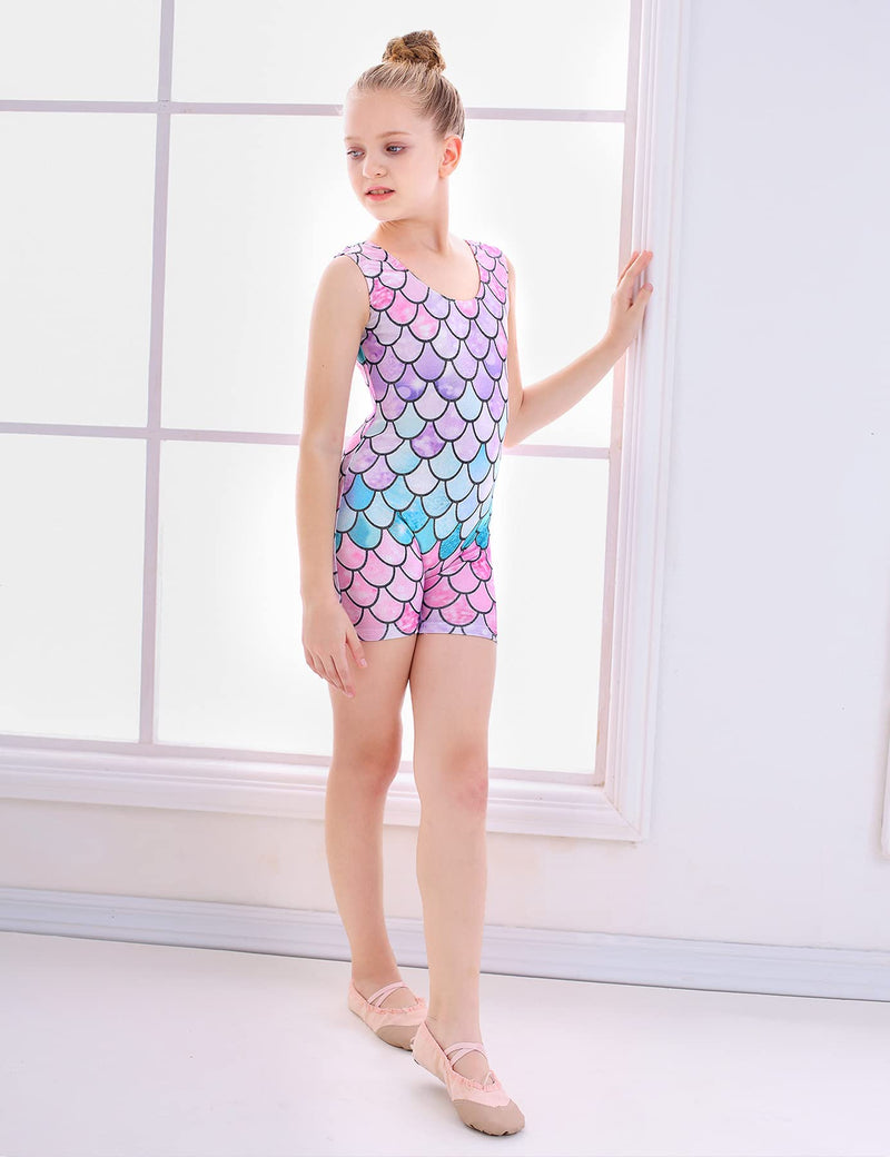 TUONROAD Graphic Printed Gymnastics Leotards Sparkly Ballet Dancewear for 3-8T Girls A Mermaid Scale 4T / 5T - BeesActive Australia