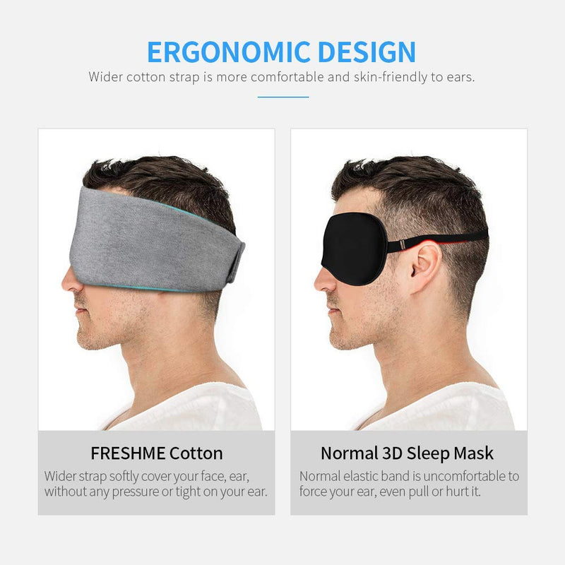Handmade Cotton Sleep Mask - New Upgrade Light Blocking Sleeping Eye Mask Soft and Comfortable Eye Shape Blinder Blindfold Airplane with Pouch for Nap Sleeping Travel for Women Men Kids(Gray Modal) Original - With Blackout Nose Pads - BeesActive Australia