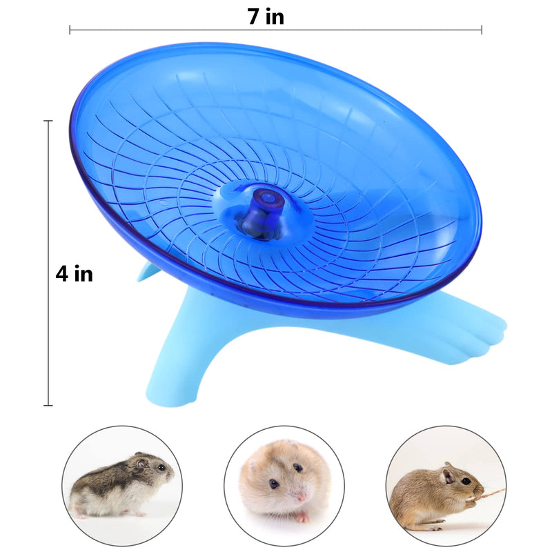 Hamster Wheel Saucer Silent Spinner/ Quiet Exercise Flying Runner for Dwarf Hamster/Gerbil Rat/Small Cage Blue - BeesActive Australia