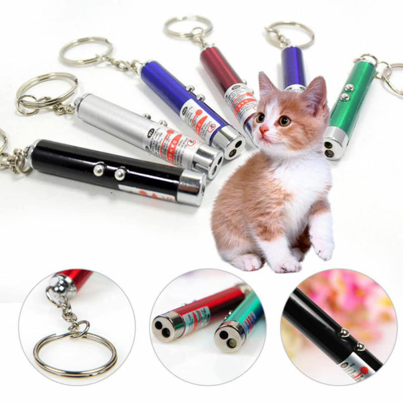 Mini Cat Toys Laser Pointer Pen Keychain Flashlight Funny Dog Stick Pet Lamp White Light LED Infrared Button Electronics Included (6 Color Mix Pack, 6 Color Mix) 6 color mix Pack - BeesActive Australia