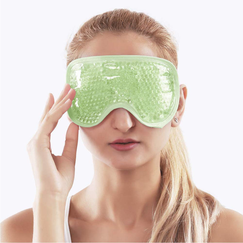 TEEROVA Cooling Eye Mask with Gel Bead - Reusable Gel Eye Mask for Dark Circles, Puffy Eyes, Dry Eyes, Headaches, Migraines, Sinus (Green) - BeesActive Australia