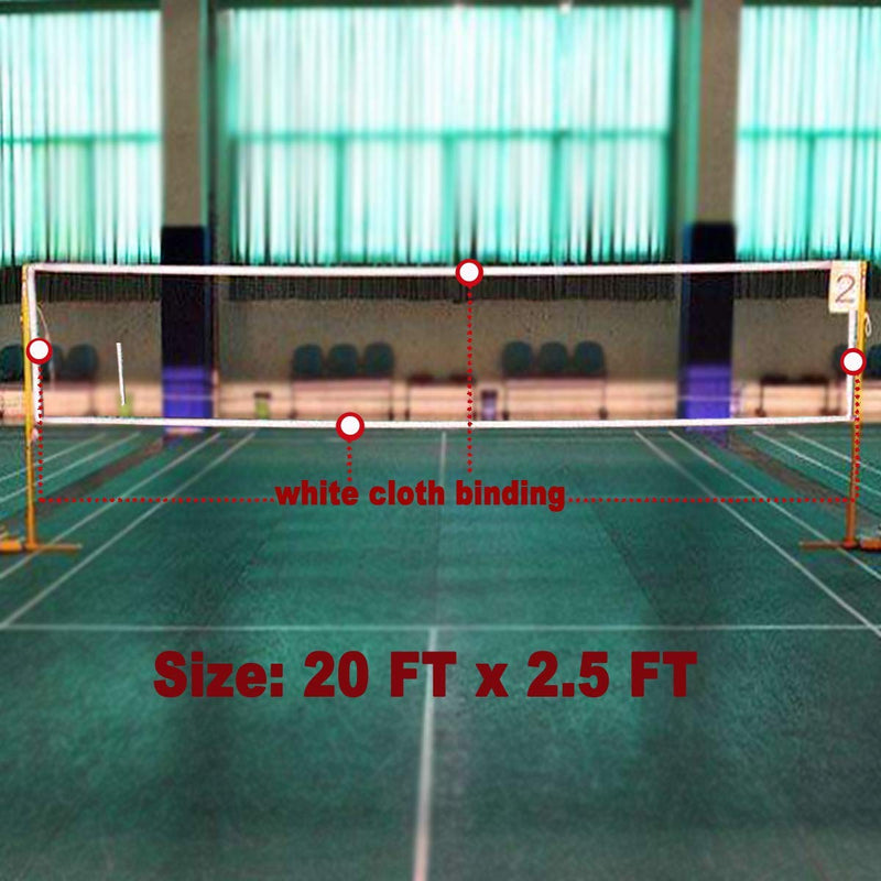 Badminton Replacement Net with Rope Cable, Universal 20ft Volleyball Badminton Pickleball Net for Garden School Yard Backyard Garden Training Gym Sport Supply - BeesActive Australia