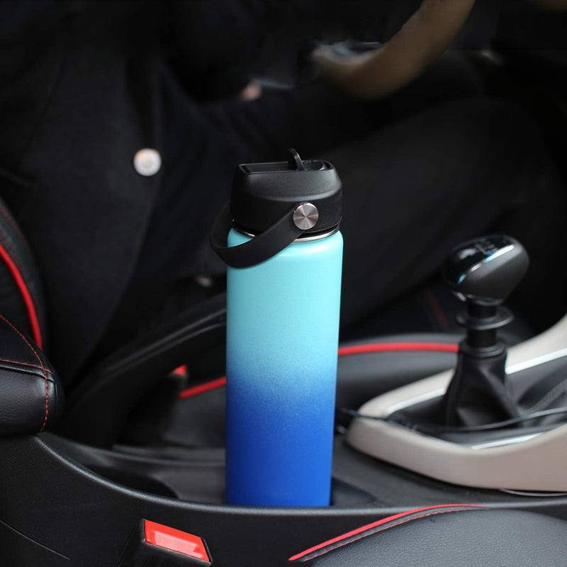 SENDESTAR Straw Lid for Hydro Flask Wide Mouth Sports Water Bottle with 2 Straws and 1 Brush Black - BeesActive Australia