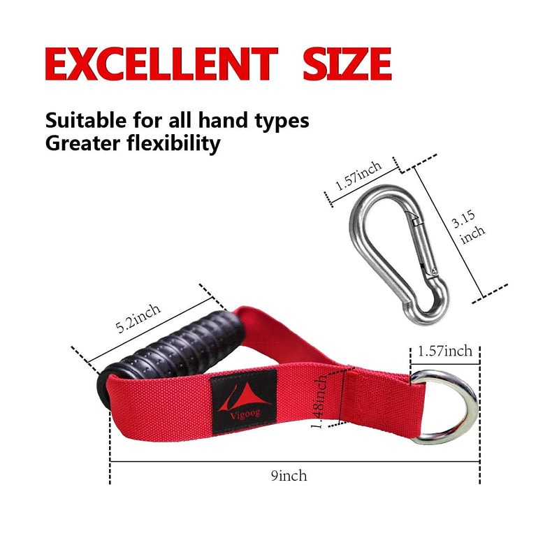 Vigoog Heavy Duty Gym Exercise Handles Attachment for Cable Machine,Resistance Band,Pulley System Home Fitness Workout Equipment, with Elastic Rubber Grip and 2 Large Carabiners Glory red - BeesActive Australia