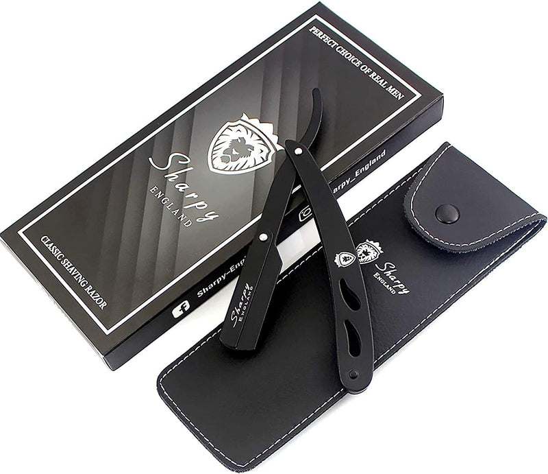 SHARPY Cut Throat Razor Kit - Matte Black Straight Razor Men - Professional Barber Shaving Razor for Men - Moustache & Beard Razor Men Shaving Kit - BeesActive Australia