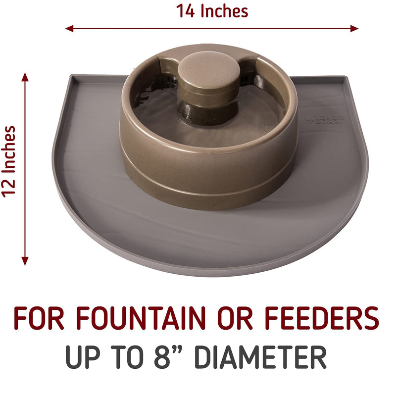 Leashboss Fountain Mat, Silicone Water Mat Designed for Pet Fountains, Dog Gravity Water Bowls, Automatic Dispensing Cat Feeders Small - 14 x 12 Inches Gray - BeesActive Australia