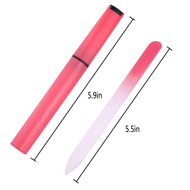 Glass Nail File with Case, Crystal Nail File with Long Lasting Double Sided Tempered Glass for Professional Manicure, Glass Nail File for Natural Nails - 2 Pack Red - BeesActive Australia