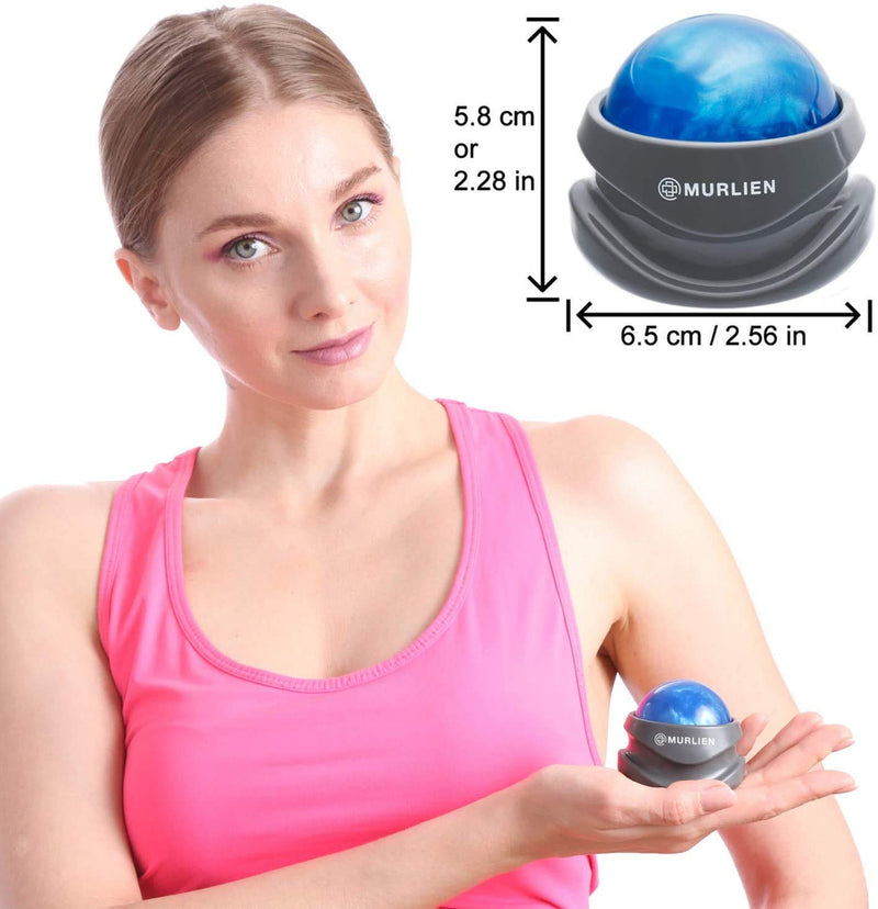MURLIEN Massage Roller Ball, Tight and Sore Muscles Relief, Manual Massager, Alleviating Shoulder, Arms, Back, Legs, Calves or Muscle Tension - Blue - BeesActive Australia