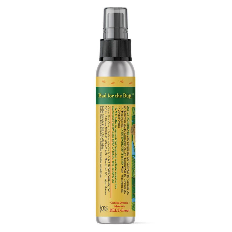 Badger - Anti-Bug Shake & Spray, DEET-Free Natural Bug Spray, Eco-Friendly, Certified Organic Mosquito Spray, Great for Kids, Insect Repellent, 4 Fl Oz - BeesActive Australia