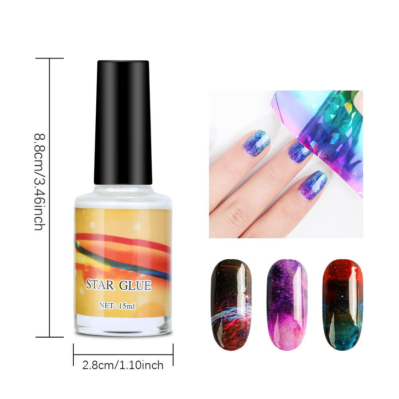 Ownest 2 Packs Galaxy Star Nail Art Foil Glue for Foil Sticker Nail Transfer Tips Decorations Adhesive Manicure Art DIY-15ml A - BeesActive Australia