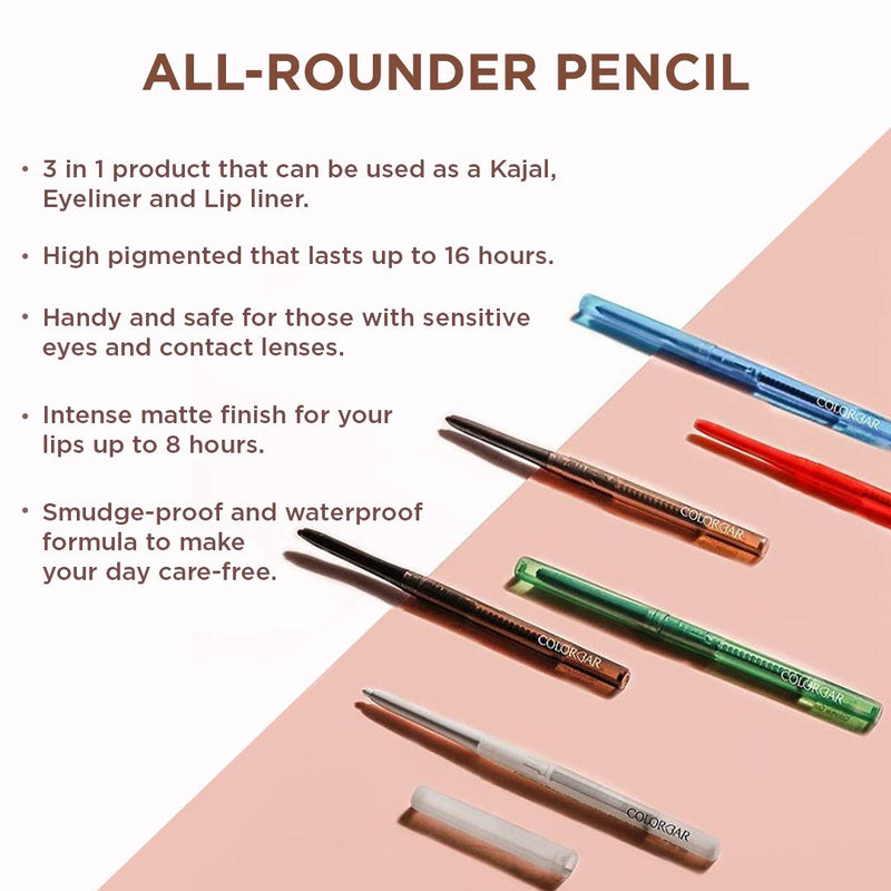 Colorbar All-Rounder Pencil-Blingy Bronze, 3 in 1 product that can be used as a Kajal, Eyeliner and Lip liner, Brown-0.29g - BeesActive Australia