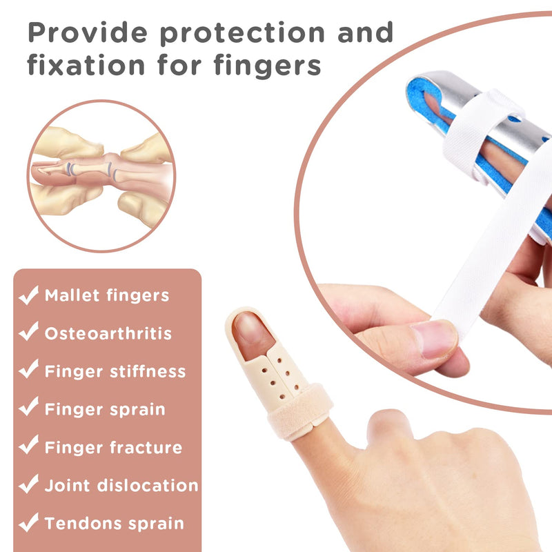 Sopito Finger Splint, 7PCS Finger Support Brace Finger Stabilizer for Broken Fingers Straightening Arthritis Knuckle Immobilization，Blue - BeesActive Australia