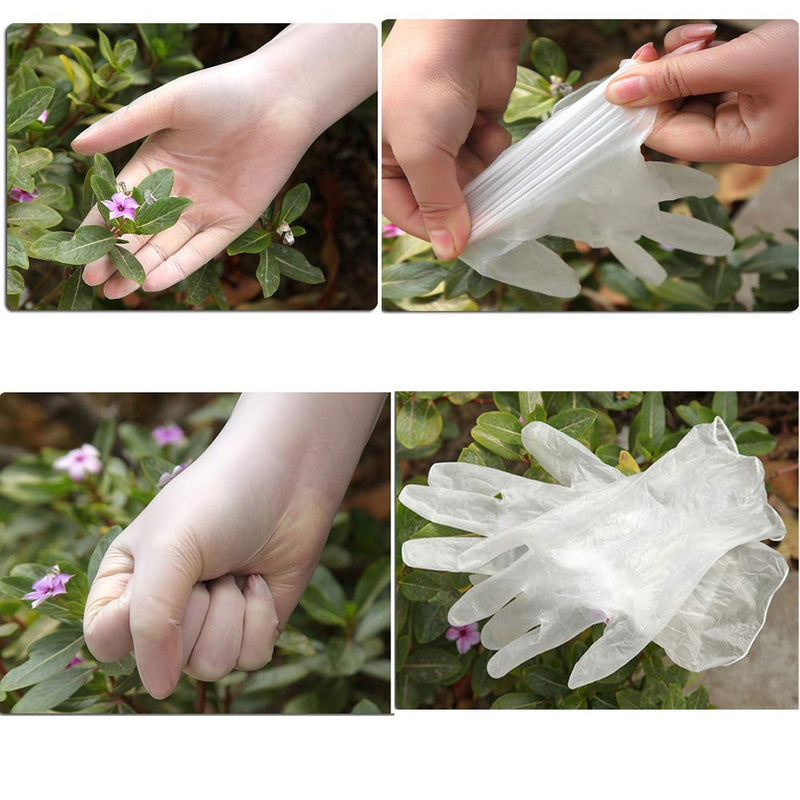 100PCS Disposable Clear Vinyl Gloves, High Density Vinyl Protective Gloves for Cleaning, Food Service, Work, Powder Free, Latex Free (Small) - BeesActive Australia