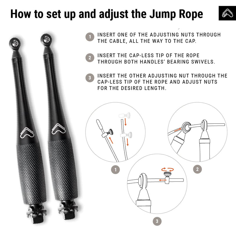 Jump Rope by Tribe WOD for Cross Training and Boxing, Skip Rope Built for Endurance Training Daily Workout Routine Speed Rope, Train Hard at Home, Gym or Outdoor Sessions with Crossfit Jump Rope - Spare cable included - BeesActive Australia
