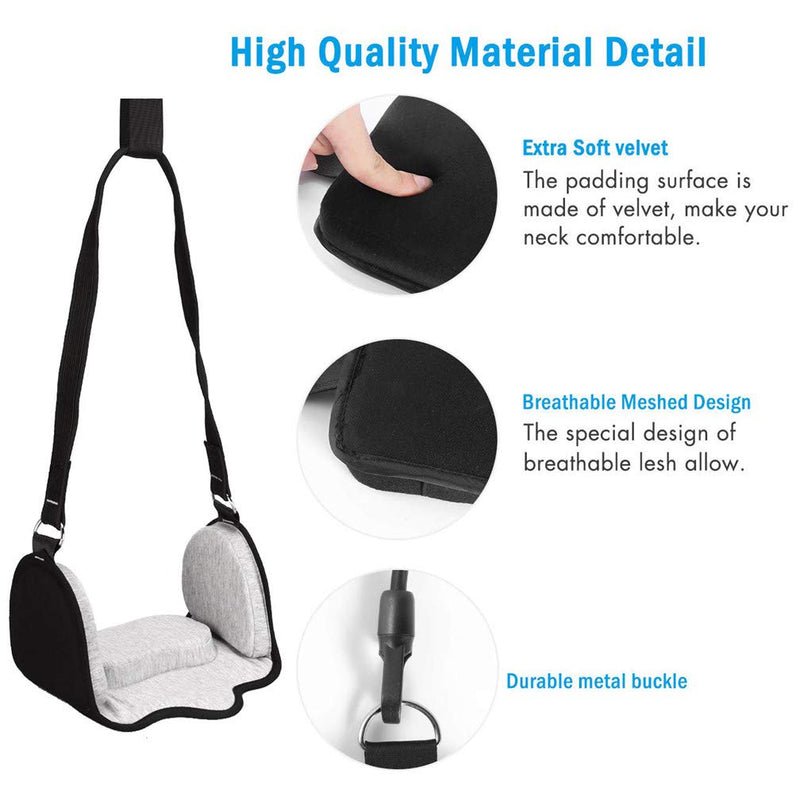 Hammock for Neck, Portable Cervical Traction Device Neck Shoulder Muscles Pain Relief, Memory Foam Neck Relax Massager Care Tool with Eye Mask, for Office Worker Teacher Driver (Light Grey) Light Grey - BeesActive Australia