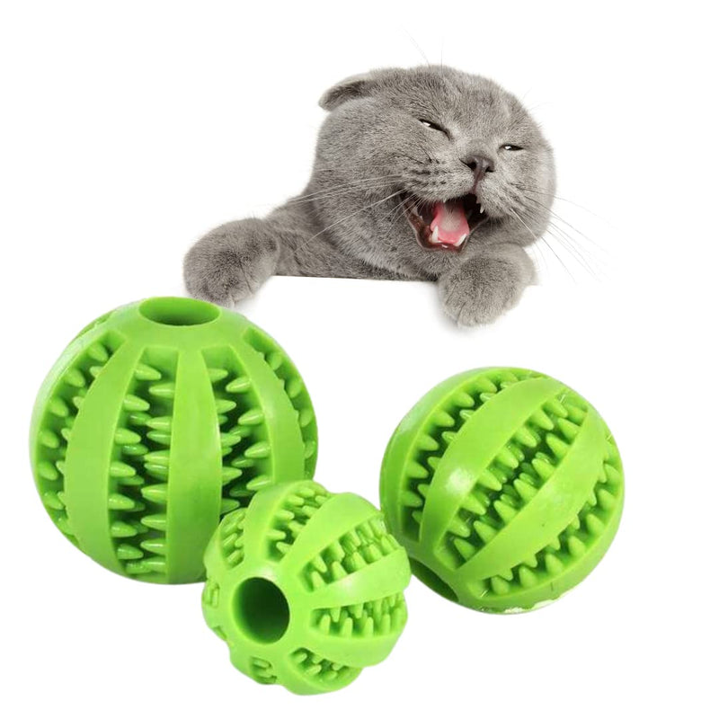 Durable Dog Ball, Chew Toys 2.8 inch. Dog IQ Puzzle Ball, Dog Teeth Cleaning/Chewing/Playing/Training, Pets Dental Treat, Bite Resistant, Non Toxic, Green. - BeesActive Australia