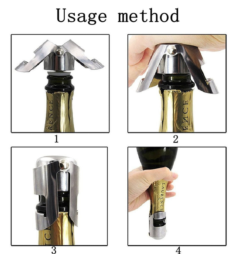 Champagne Sealer Stopper, BGMAX 3 Pack Stainless Steel Sparkling Wine Bottle Plug Sealer Set with a Longer Sealing Plug, Gifts Accessories for Champagne - BeesActive Australia