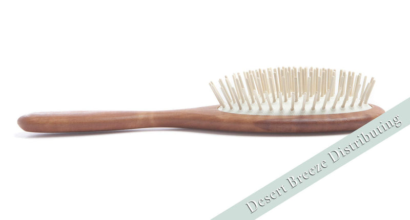 Natural Wood Bristle Hair Brush, Gentle Massage, Pear Wood Handle, Made in Germany, Model PWW, For All Hair Types, Rounded Wood Pins, Anti-Static 1 Count (Pack of 1) - BeesActive Australia