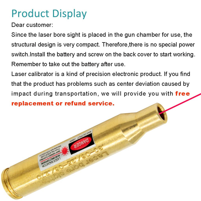 .30-06 /25-06 /270 Bore Sight Laser Red Dot Cartridge Laser bore Sighter with 2 Sets of Batteries - BeesActive Australia
