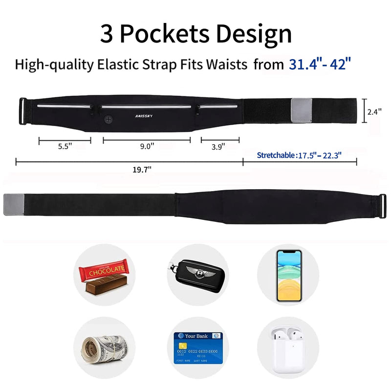 GUZACK Running Waist Pack for Men/Women - Fanny Pack for iPhone 13 Pro/12/11 Pro Max/SE 2/XS/XR/X/8 Plus Ultra Light Running Belt Phone Holder for Jogging, Walking, Cycling, Workout Black - BeesActive Australia