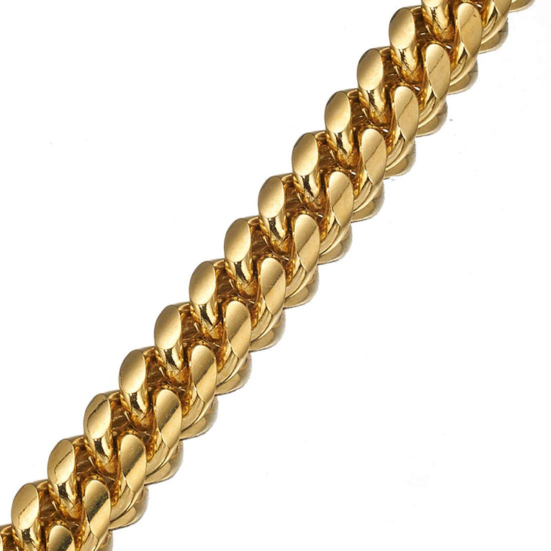 Aiyidi Strong 18K Gold Plated Dog Chain Collar Stainless Steel Width 10mm,12mm, 15mm, 18mm Cuban Link Collar for Dog's Training , Daily Use 20 inches (for 14.1''~16'' dog's neck) - BeesActive Australia