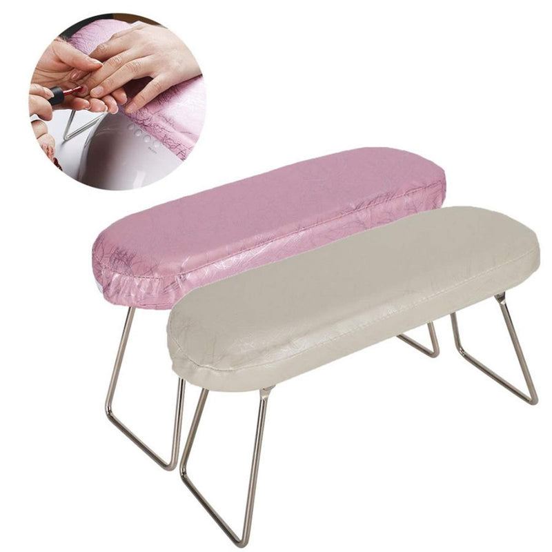 ONNPNN Leather Hand Rest Pillow, Foldable Nail Arm Rest Cushion, Waterproof Wrist Support Hand Holder Pad, for Professional Trainer Nail Salon Technician Manicure Desk Use DIY, Pink - BeesActive Australia