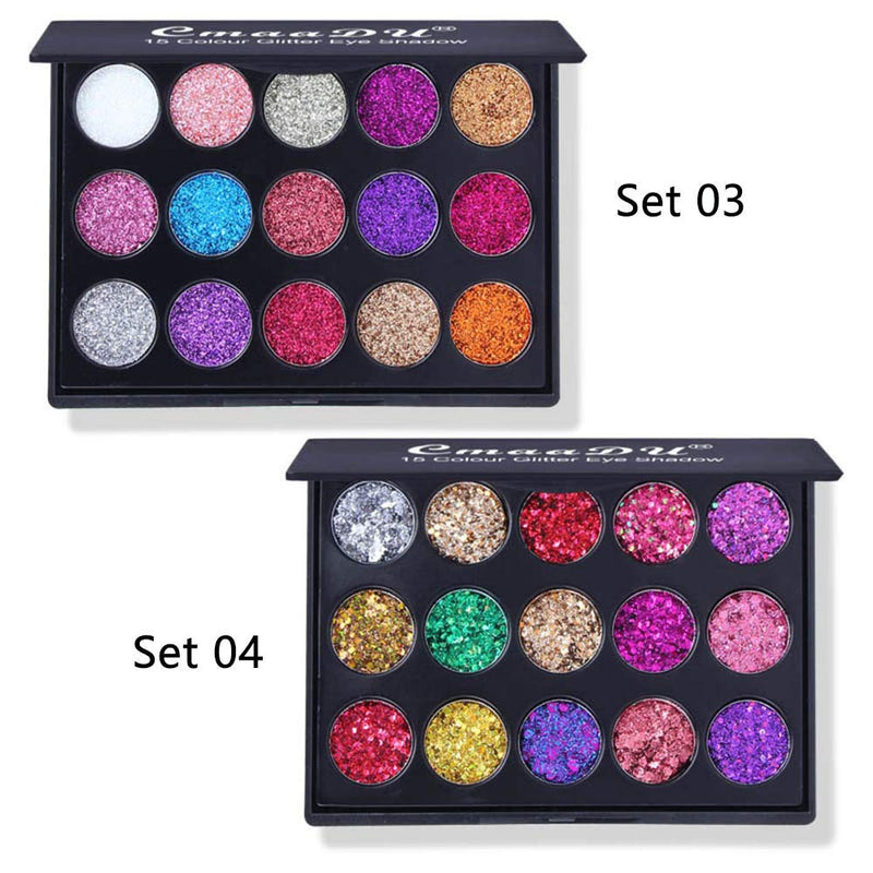 Glitter Eyeshadow Palette Shiny Makeup Pallet Shimmer 15 Colors Eye shadow Long Lasting Sparkling Cosmetic (15 Colors 01) 15 colors 01 - BeesActive Australia