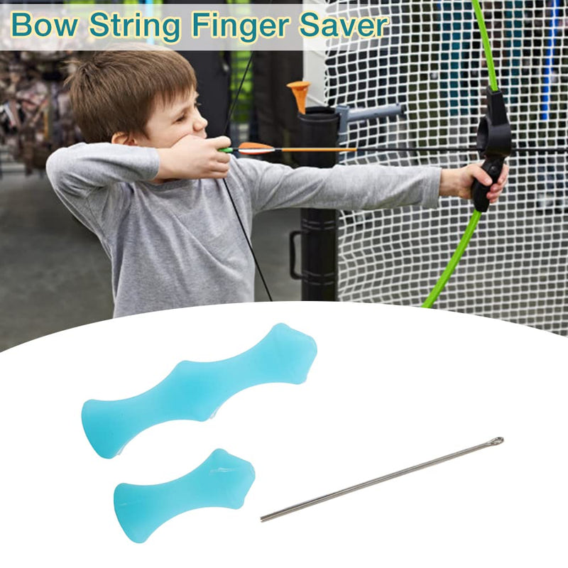 bow string finger saver,Bow String Finger Saver,2pcs Archery Silicone Finger Guard Recurve Bow Shooting Hunting Protectve Tools for Professional During Archery, Target Practice, Bowfishing(blue) - BeesActive Australia