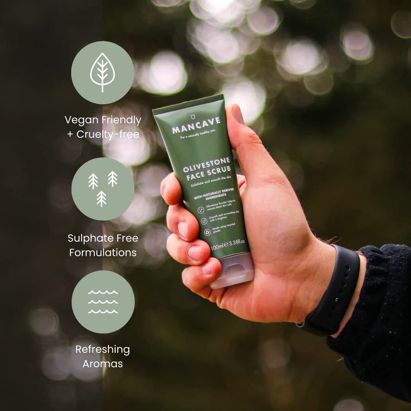 ManCave Skincare Duo Including Olivestone Face Scrub, 100ml and Original Moisturiser, 100ml Olivestone Face Scrub and Original Moisturiser - BeesActive Australia