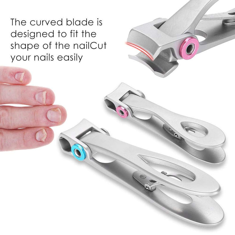 Nail Clipper Kit, 2 Pcs Stainless Steel Sharps Sturdy Trimmer Set Nail Finger Toe Clipper Cutter Trimmer Pedicure Manicure Tool for Thick Toenails or Toughs Fingernails - BeesActive Australia