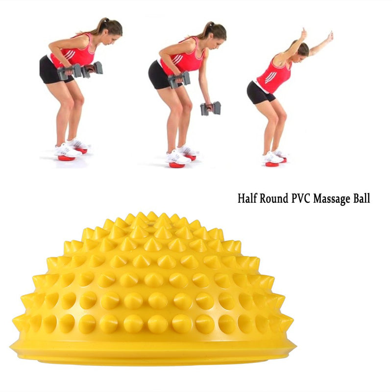 Uxsiya 5 Colors Half Round Massage Balls High Density Spiky Fitness Yoga Balls Massager for Yoga Gym Exercise(Yellow) - BeesActive Australia