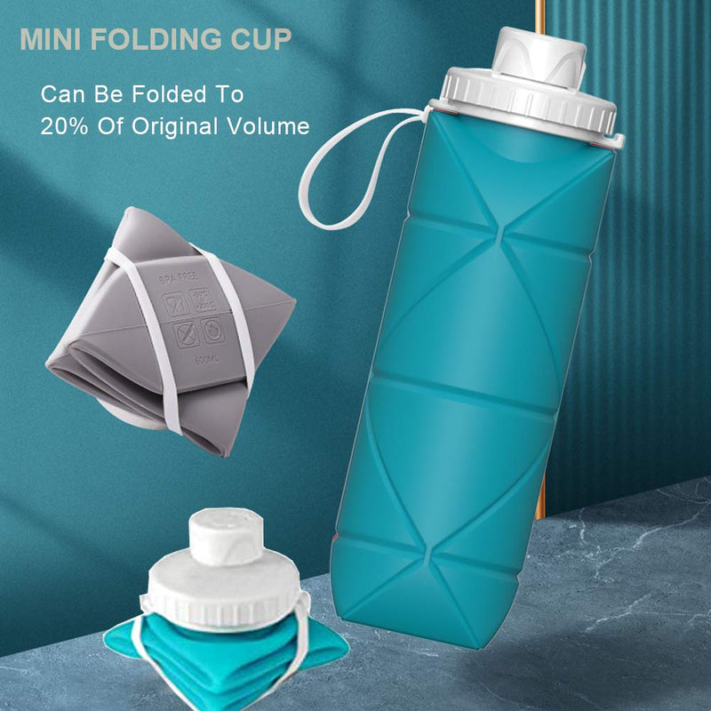 SPECIAL MADE Collapsible Water Bottle Leakproof Valve BPA Free Silicone Foldable Water Bottle for Gym Camping Sports Lightweight Travel Bottle Durable 20oz Blue - BeesActive Australia