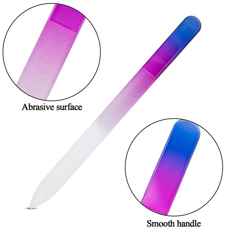 3 Pack Glass Nail File, EAONE Crystal Nail Files with Case Gradient Mix Color, Double Sided Etched Filing Surface Finger Nail Files, Professional Manicure Nail Care Czech Glass File Christmas Gift - BeesActive Australia