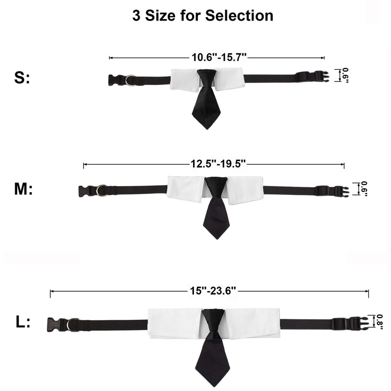 ADOGGYGO Adjustable Dog Neck Tie Collar Dog Collar with Black Necktie Wedding Formal Dog Collars for Small Medium Large Dogs Pets - BeesActive Australia