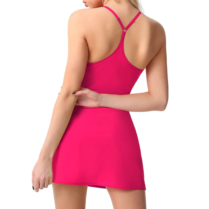 MCEDAR Exercise Tennis Dress for Women Athletic Golf Dress Built-in Liner with 2 Pockets Workout Active Sportswear A1hot Pink-adjustable Small - BeesActive Australia