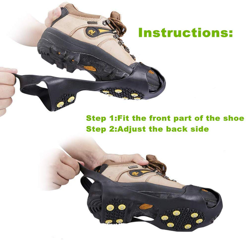 SHEEFLY Crampons Ice Cleats Snow Grips, Ice Grippers Winter Traction Cleats for Shoes and Boots-Anti-Slip Silicone Portable Walk for Women Men Walking Climbing Hiking Fishing,Black Black S-Women(5-7)/Men(3-5)/EU:(31-36) - BeesActive Australia