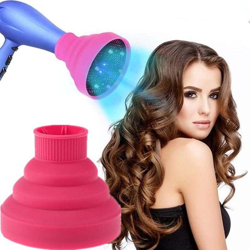 Hair Diffuser Hair Dryer Travel Collapsible Hair Dryer Portable Diffuser Curly Hair Airflow Attachment for Salon or Home Use (rose red) - BeesActive Australia