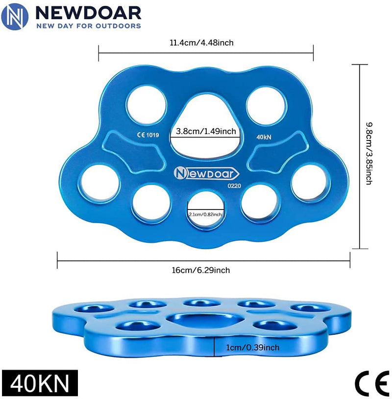 NewDoar Descender Plate 40KN Paw Rigging Plate 4/5 Holes Rock Climbing Gear (8 holes/40KN Blue) - BeesActive Australia