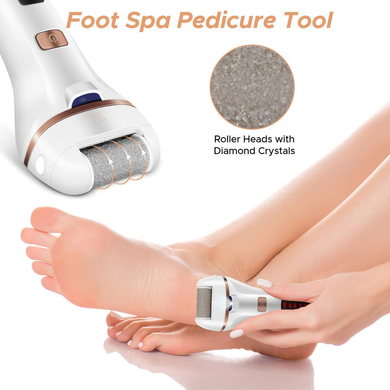 Electric Callus Remover,Callus Remover for Feet Rechargeable Electronic Foot File Foot Spa Pedicure Tool Foot Callous Remover Kit for Dead,Hard Cracked Dry Skin,with 3 Rollers and Nail Clipper - BeesActive Australia