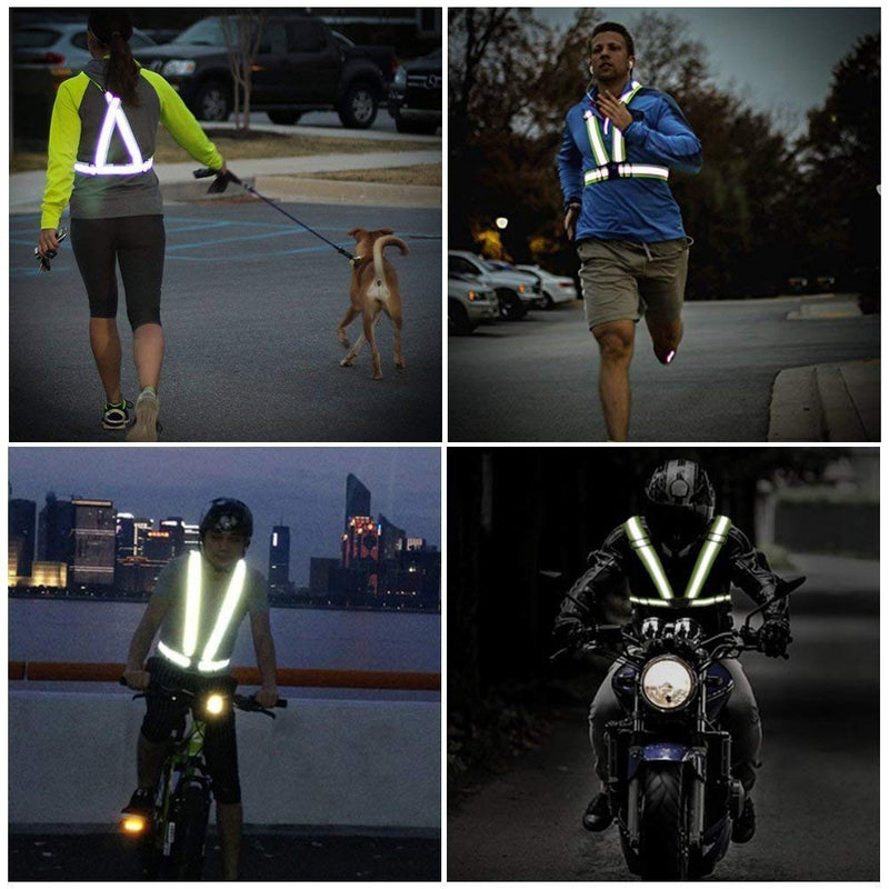 [AUSTRALIA] - Safety Reflective Vest Sports Gear, Lightweight Adjustable Elastic High Visibility for Running, Jogging, Walking, Cycling, Motorcycle Jacket (Black) 