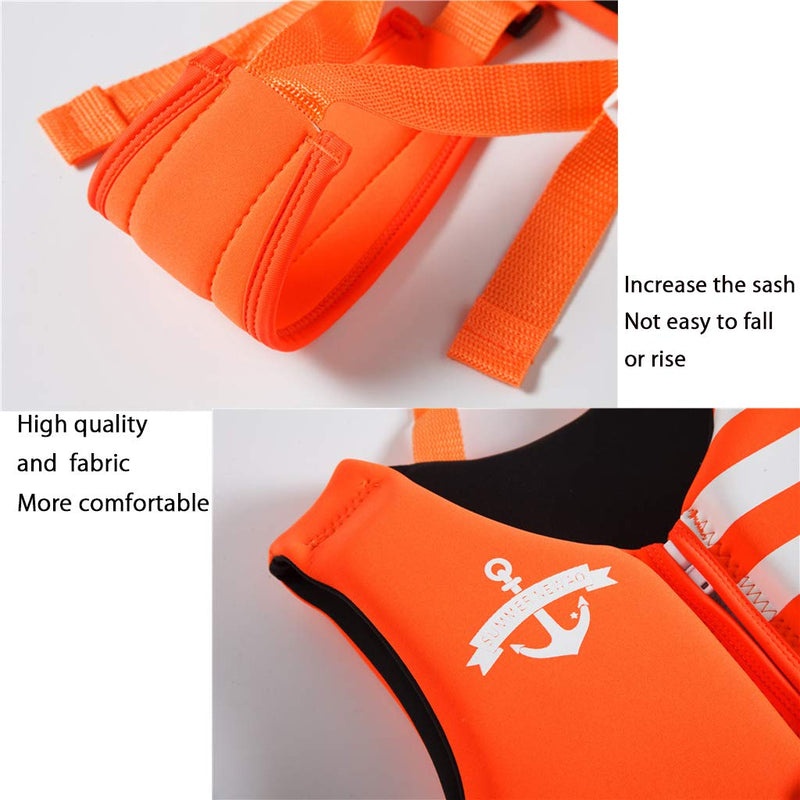 [AUSTRALIA] - OldPAPA Kids Swim Vest - Child Life Jacket Baby Float Swimwear with 3 Safety Buckle, S-XL Orange Medium 