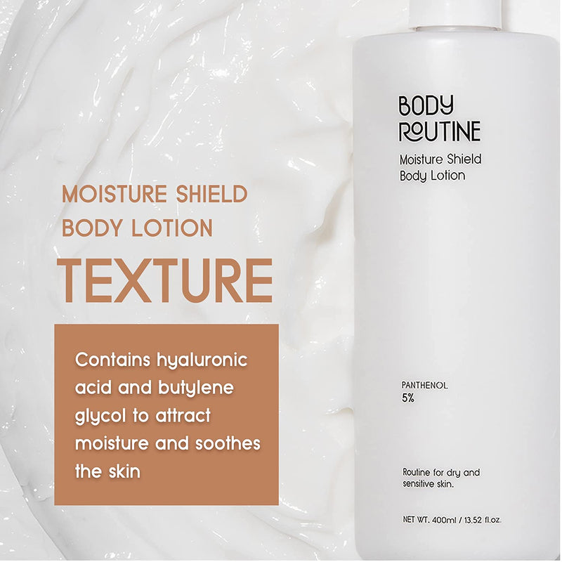 Body Routine Moisture Shield Body Lotion (13.52 fl oz)| Hyaluronic acid Body Moisturizer | Long Lasting Hydrating Moisturizer for sensitive skin | No scent body lotion | face and body lotion - BeesActive Australia