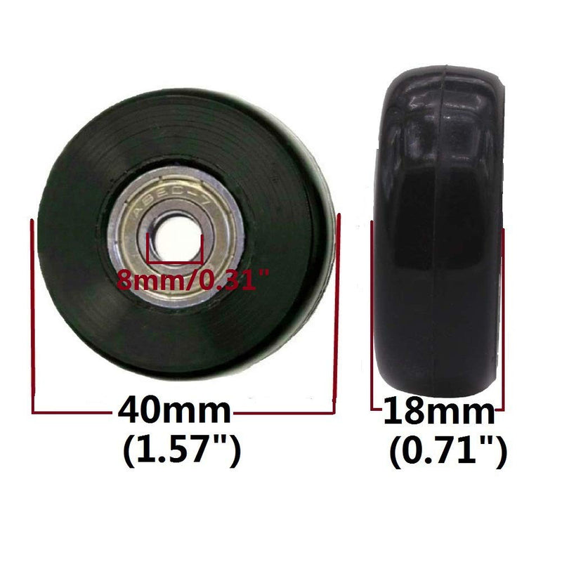 ORO 1 Pair Luggage Wheels Replacement 45/50/54/60/64/68/70/72/75/80/84/87/90mm Case Wheels with 8mm(0.31") Bearings Wheels for Suitcase and Inline Outdoor Skate and Caster Board - BeesActive Australia