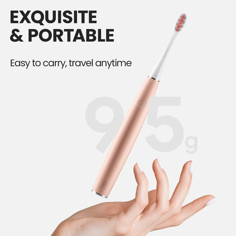 Oclean Air 2, Sonic Electric Toothbrush, Portable Ultra Quiet Design, Dupont Brush Head Bristles, 2h Quick Charge for 40 Days, IPX7 – Pink Rose 1 Count (Pack of 1) Toothbrush (pink) - BeesActive Australia