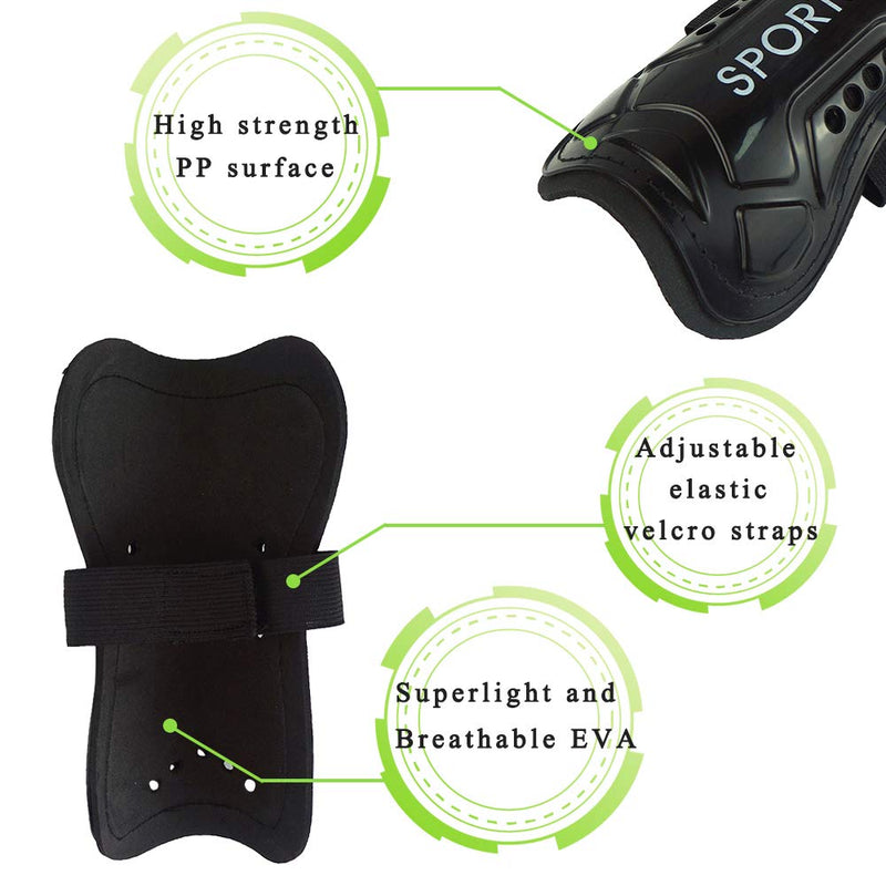 Soccer Shin Guards Pads with Socks Gear for Soccer 3,4,5 -16 Year Old and Up Little Girls Boys Kids Child Youth Toddler Teenagers L/ 4'7"-5'4" Tall Black/1 Pair Shin Gurads & Soccer Socks - BeesActive Australia
